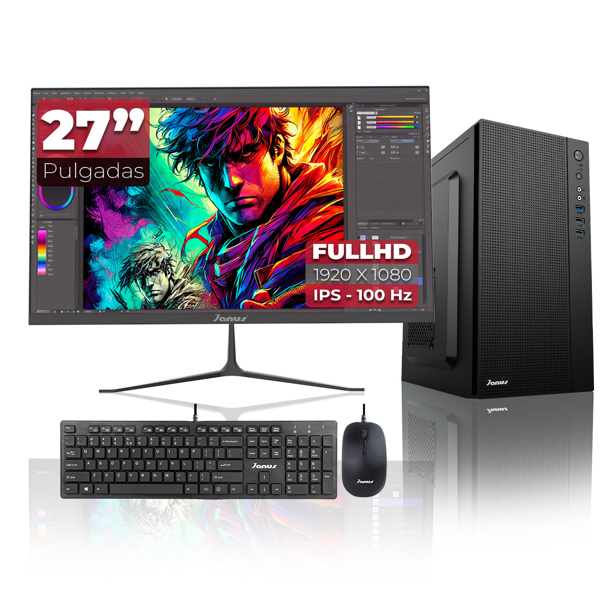 Computador de Escritorio Janus AMD RYZEN 5 4655G Memoria RAM 8GB SSD 512GB Sata   Board A520M    Fuente Janus 400W