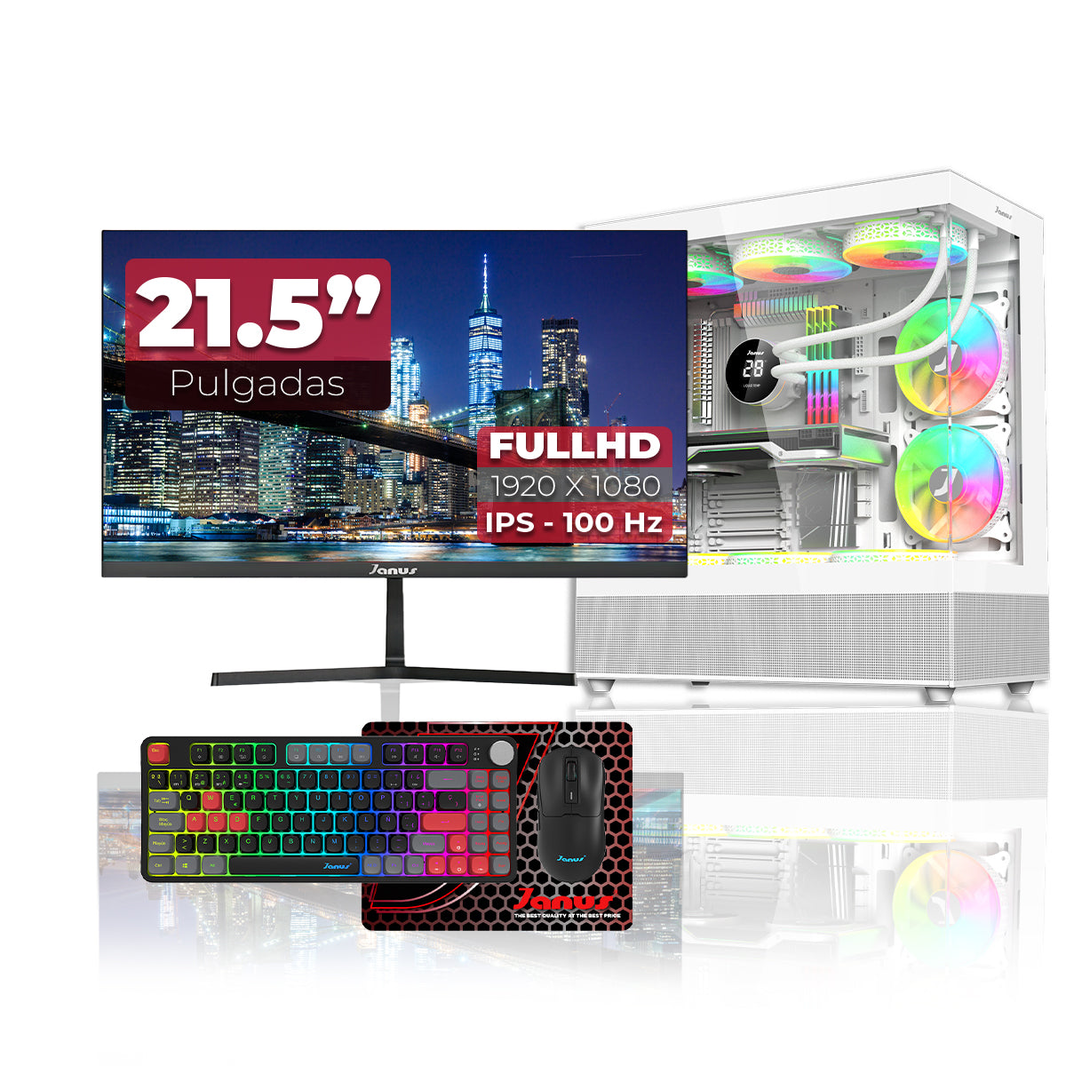 Computador Gamer Janus AMD RYZEN 5 8600G MEMORIA RAM 16GB RGB DDR5 SSD 512GB M.2   Board A620M-HDV-M2   Disipador ARGB FUENTE Janus 400W