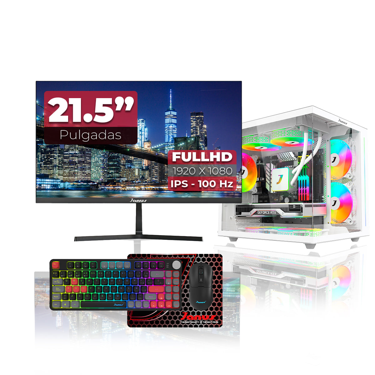 COMPUTADOR GAMER JANUS AMD RYZEN 7 8700G MEMORIA RAM 16GB RGB DDR5 SSD 1TB M.2   BOARD A620M-E PRO   REFRIGERACION LIQUIDA 240MM BLANCA FUENTE JANUS 650W 80 PLUS BRONZE