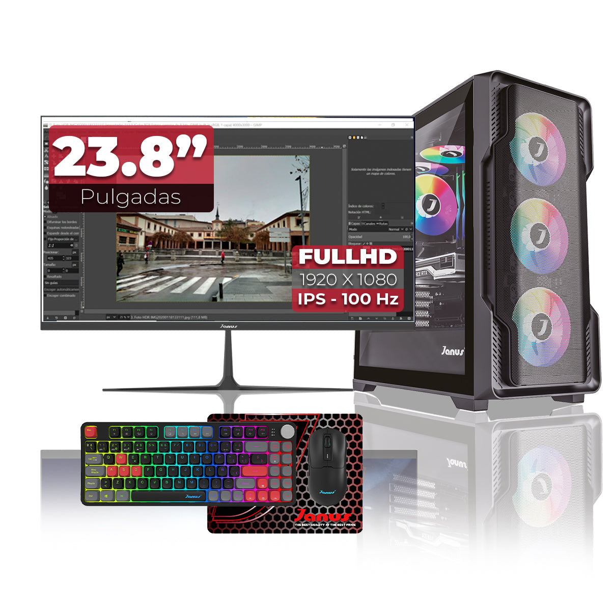 Computador Gamer Janus INTEL CORE I7 12700F MEMORIA RAM 16GB RGB DDR5 SSD 1TB M.2  RTX 3060 Board B760M-C WIFI   Disipador ARGB FUENTE Janus 650W 80 PLUS BRONZE