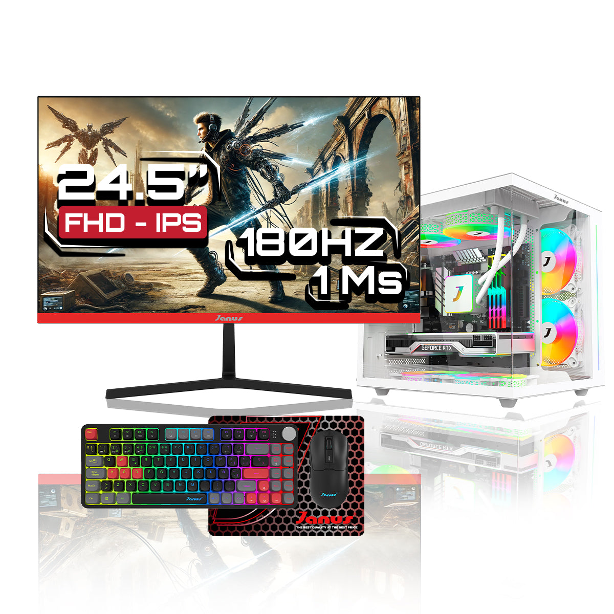 COMPUTADOR GAMER JANUS AMD RYZEN 7 8700G MEMORIA RAM 16GB RGB DDR5 SSD 1TB M.2   BOARD A620M-E PRO   REFRIGERACION LIQUIDA 240MM BLANCA FUENTE JANUS 650W 80 PLUS BRONZE
