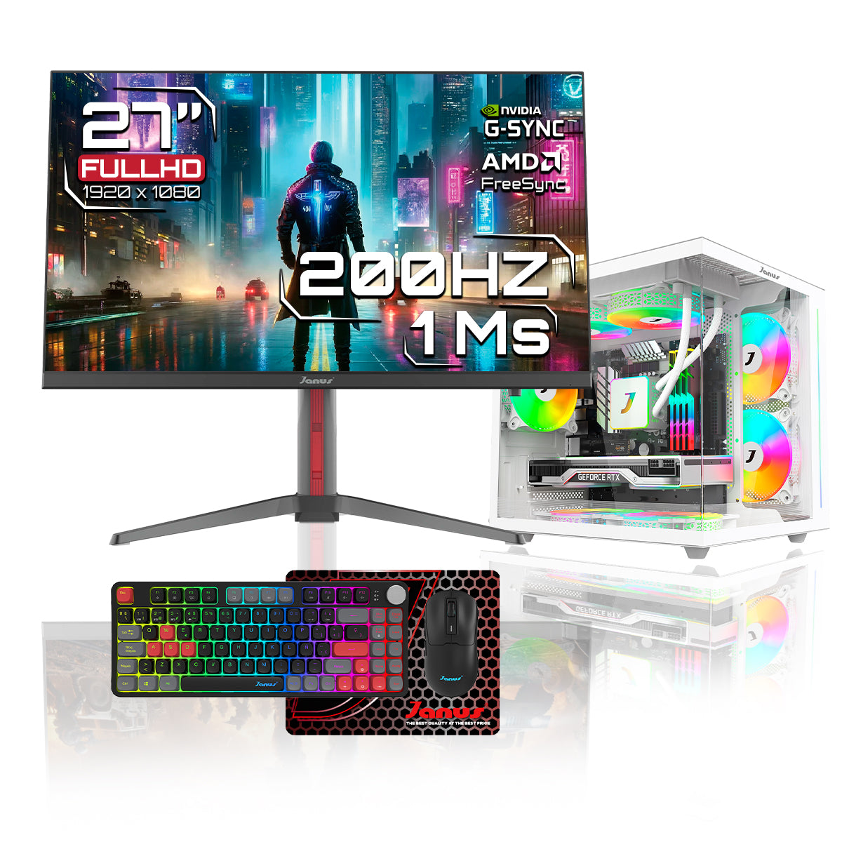 Computador Gamer Janus AMD RYZEN 7 5700G MEMORIA RAM 16GB RGB SSD 512GB M.2  RTX 3050 Board A520M    FUENTE Janus 400W