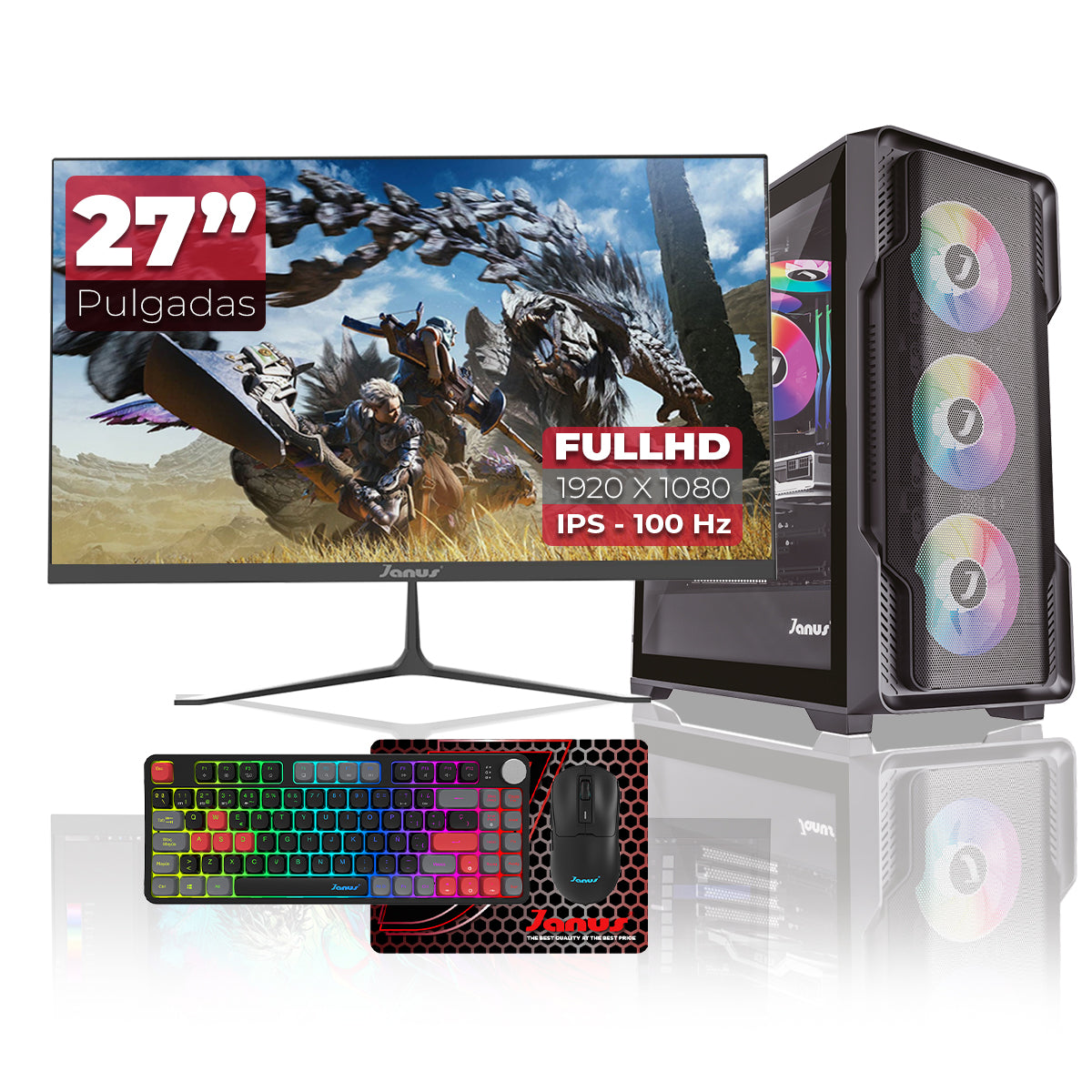 Computador Gamer Janus INTEL CORE I7 12700F MEMORIA RAM 16GB RGB DDR5 SSD 1TB M.2  RTX 3060 Board B760M-C WIFI   Disipador ARGB FUENTE Janus 650W 80 PLUS BRONZE