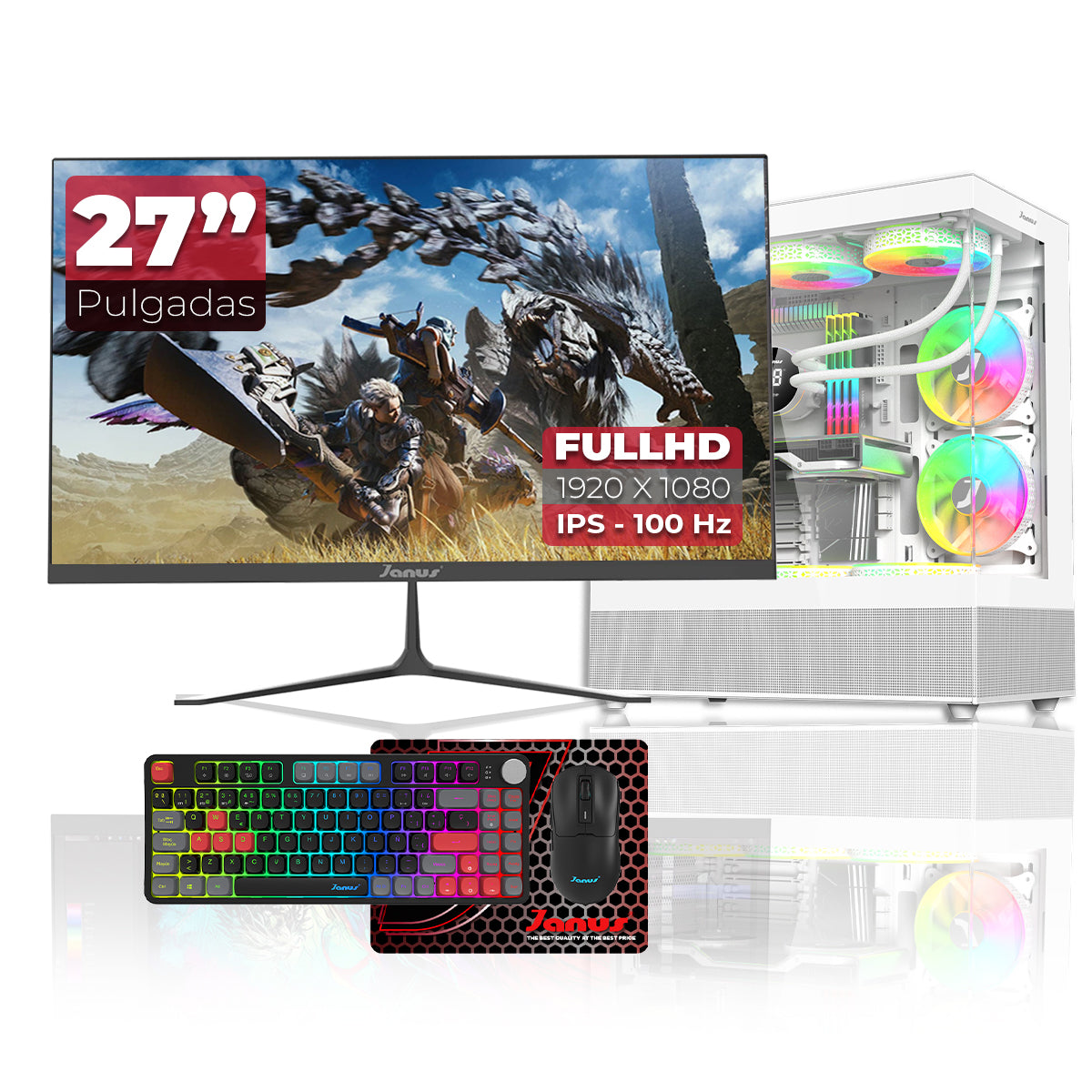 Computador Gamer Janus AMD RYZEN 5 8600G MEMORIA RAM 16GB RGB DDR5 SSD 512GB M.2   Board A620M-HDV-M2   Disipador ARGB FUENTE Janus 400W
